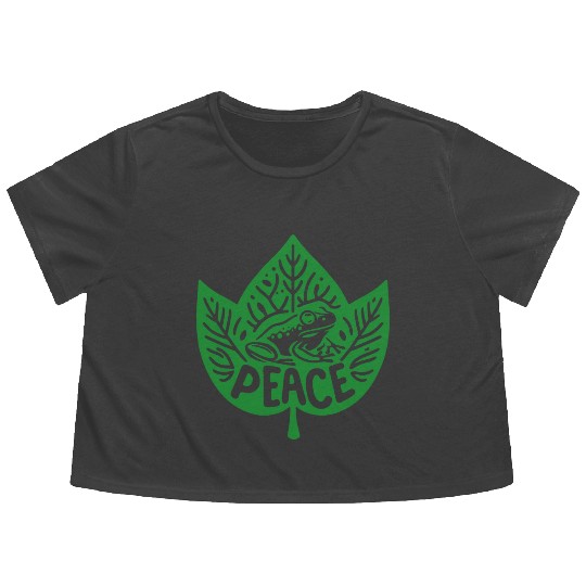 Peaceful Frog - Green version Flowy Cropped Tees