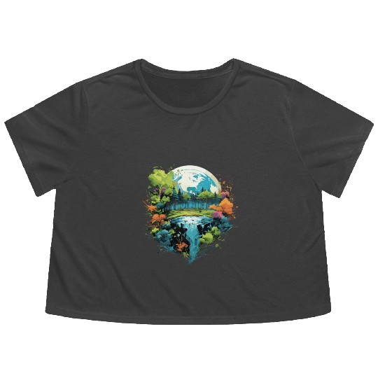 Respect Your Mother Earth Day Save Our Planet Flowy Cropped Tees