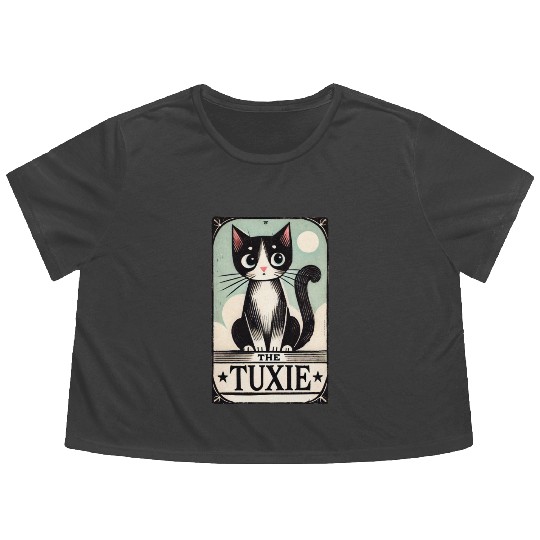 Tuxedo Cats Tarot Card Flowy Cropped Tees