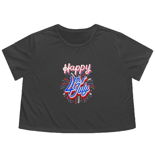 Happy 4th Of July Patriotic American Flowy Cropped Tees