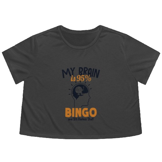My Brain is 95% Bingo Professional Caller Daubers Flowy Cropped Tees