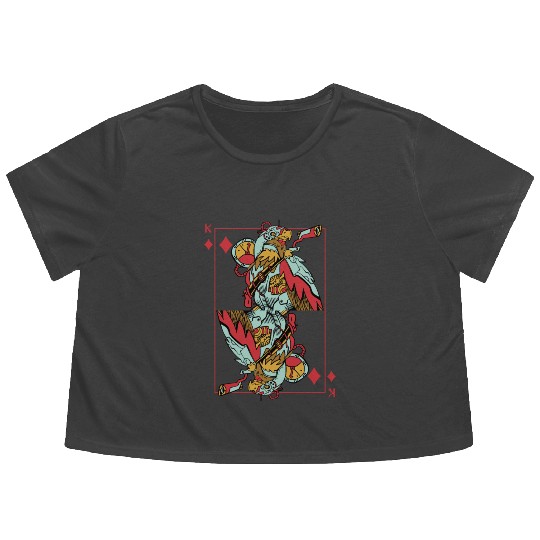 Eagle Steampunk Card Game King of Diamonds Poker Flowy Cropped Tees