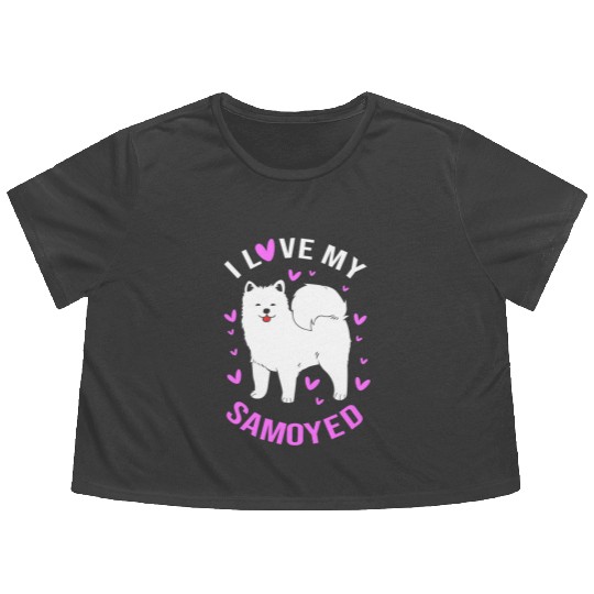 Dog Owner Pet Lover Dog Mom I Love Samoyed Flowy Cropped Tees