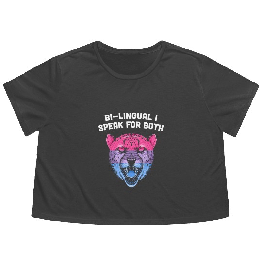 Bilingual I Speak for Both Bisexual Pride Month Bi Flowy Cropped Tees