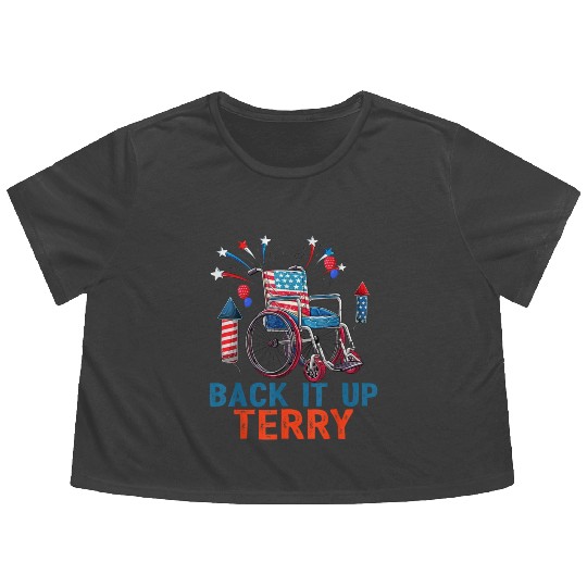 Back Terry Fireworks 4th July Flowy Cropped Tees