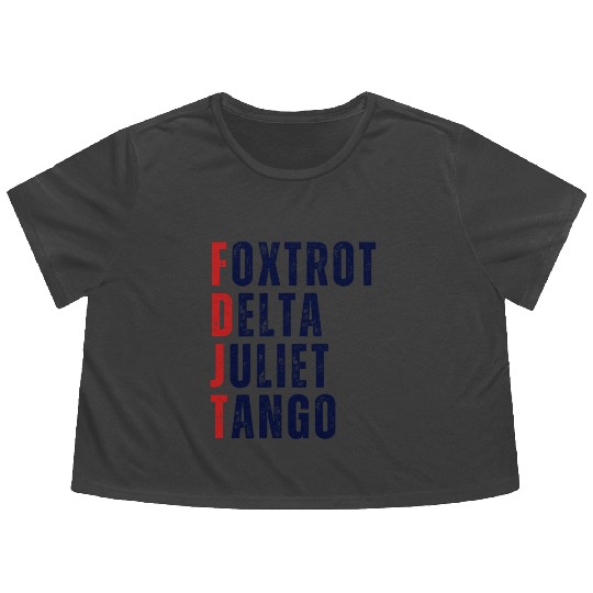 FOXTROT DELTA JULIET TANGO WHITE Flowy Cropped Tees