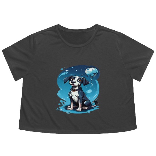 flea dog dreaming of being a scorer Flowy Cropped Tees