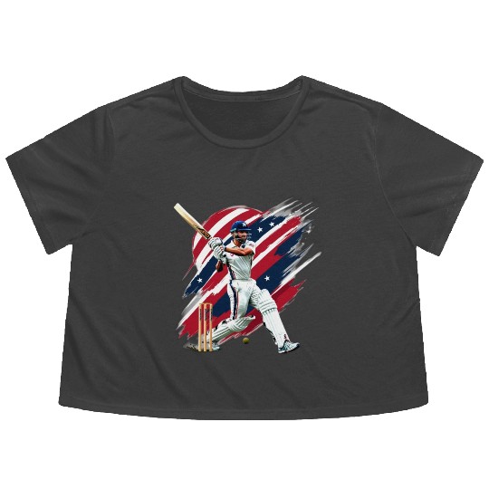 US CRICKET LOVE Flowy Cropped Tees