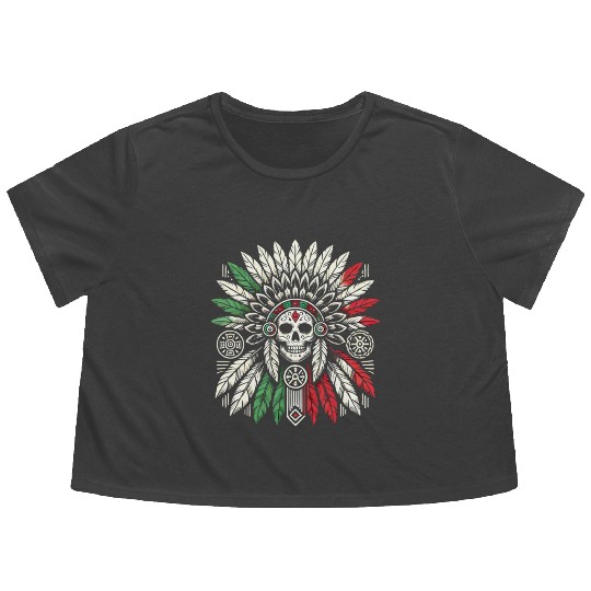 Aztec Warrior Indigenous Mexican Aztec Jaguar Flowy Cropped Tees