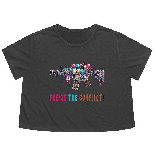 Conflict freeze ice cream Flowy Cropped Tees