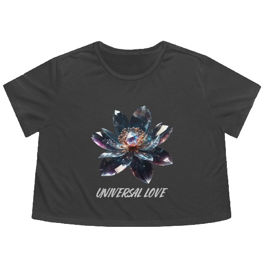 Cosmic Crystal Glass Flower "UniversalLove" Flowy Cropped Tees