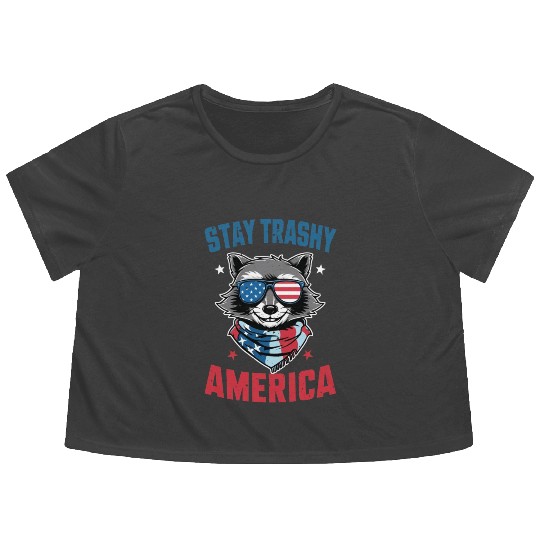 Stay Trashy America Take America Back 4Th Of July Flowy Cropped Tees