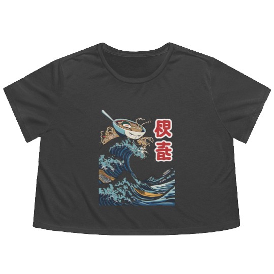 The Great Ramen off Kanagawa Classic Flowy Cropped Tees