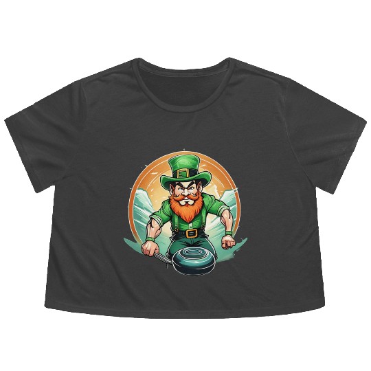 St. Patrick's Day Shamrock St Paddy's Day Curling Flowy Cropped Tees