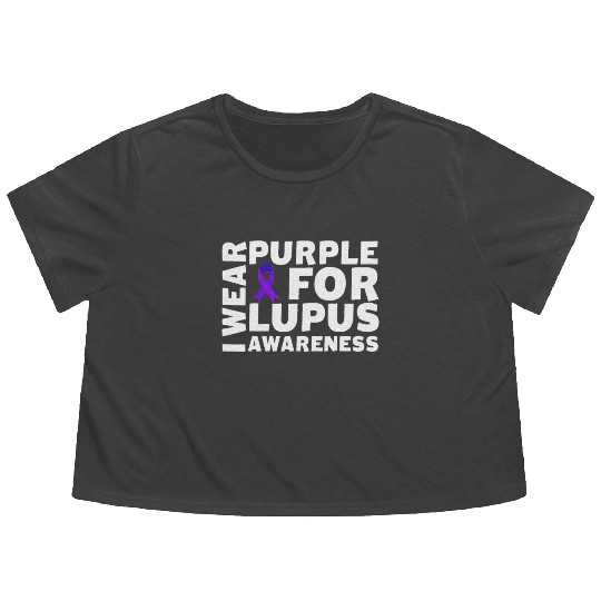 I Wear Purple For Lupus Awareness Month Lupus Flowy Cropped Tees