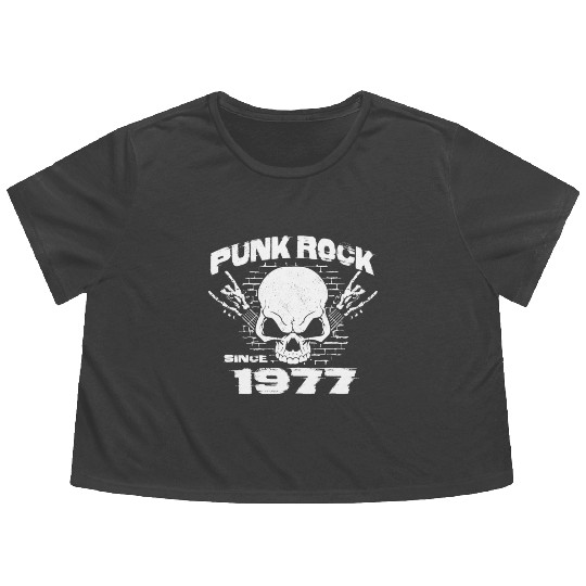 Punk Rock Since 1977 - Skull Rock Hands 47th Flowy Cropped Tees