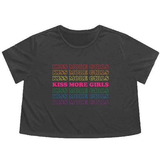 Kiss More Girls - Lesbian Bisexual LGBTQ Pride Mon Flowy Cropped Tees