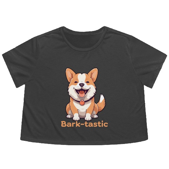 Cute shiba inu puppy dog with funny Bark-tastic te Flowy Cropped Tees