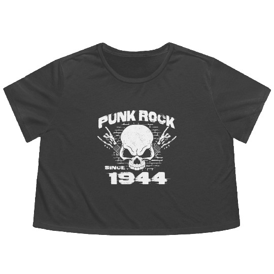 Punk Rock Since 1944 - Skull Rock Hands 80th Flowy Cropped Tees