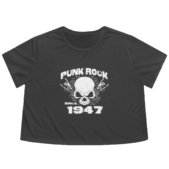 Punk Rock Since 1947 - Skull Rock Hands 77th Flowy Cropped Tees