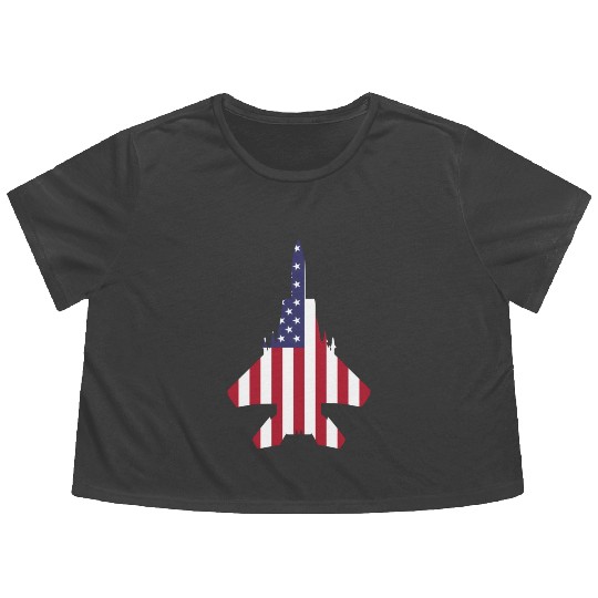 Patriotic American F-15 Flowy Cropped Tees