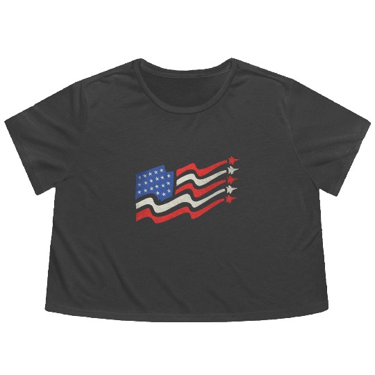 American Flag Apparel with Jet 4th of July Flowy Cropped Tees