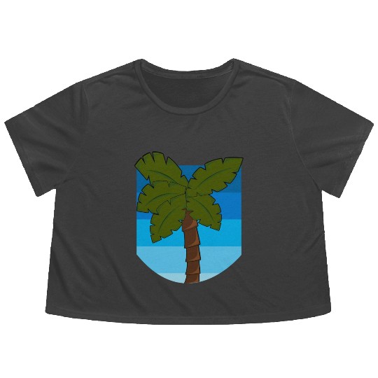 Tropical Palm Tree Over an Ocean Flowy Cropped Tees