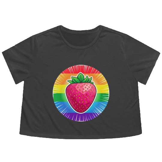 LGBTQ Strawberry Flowy Cropped Tees