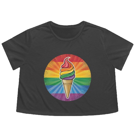 LGBTQ Ice Cream Flowy Cropped Tees
