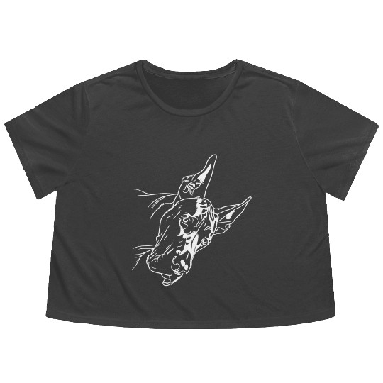Great Dane Line Art Cute and Funny Great Dane Face Flowy Cropped Tees