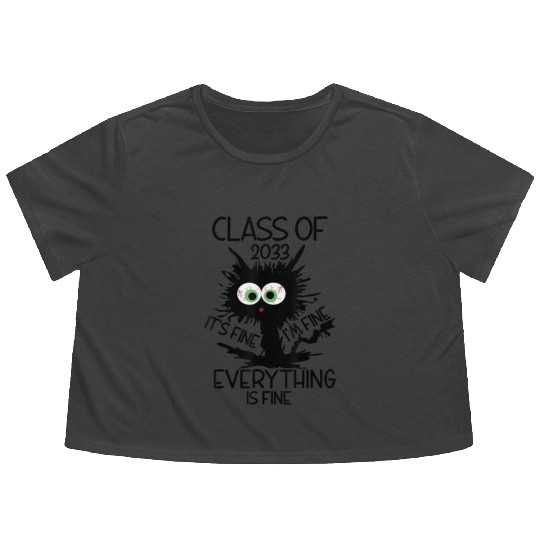 Funny Design Graduation Year 2033 Flowy Cropped Tees