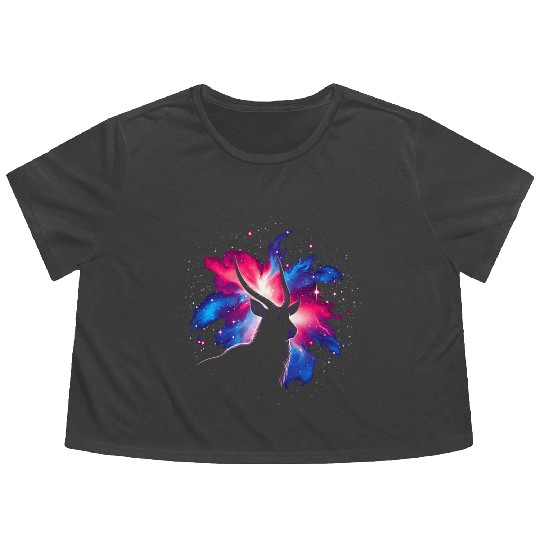 Cool Waterbuck Galaxy Space Art Flowy Cropped Tees