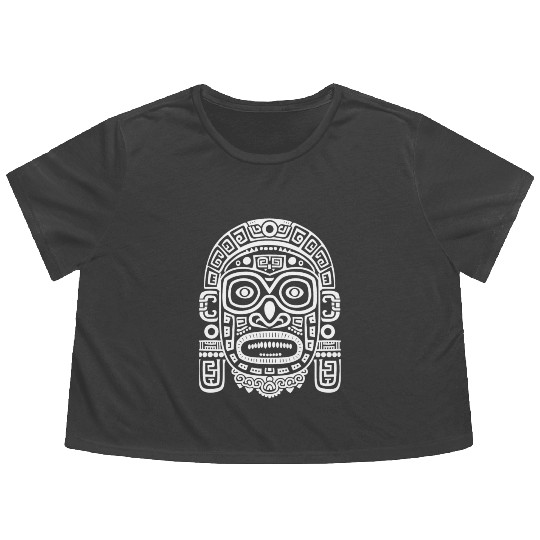 Maya God Mayan Mythology Ek Chuah Intricate Mask Flowy Cropped Tees