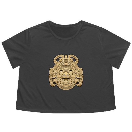 Maya God Mayan Mythology Ancient God K'inich Ahau Flowy Cropped Tees