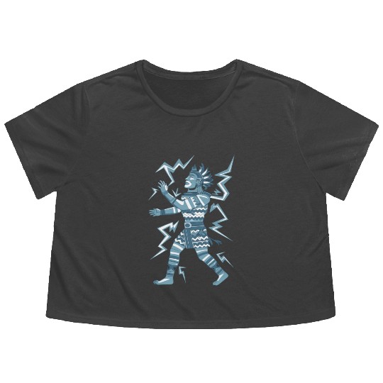Maya God Mayan Mythology Kauil Lightning Warrior Flowy Cropped Tees