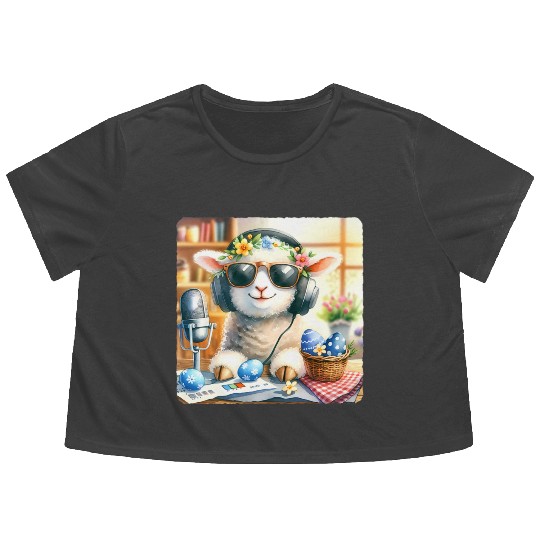 Easter Lamb Cozy Sunglasses Treats Flowy Cropped Tees