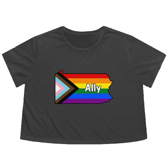 Pennsylvania Pride Ally Progress Flag Flowy Cropped Tees