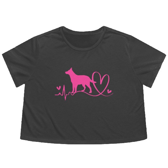 Cute Heartbeat Australian Cattle Dog For Women Flowy Cropped Tees