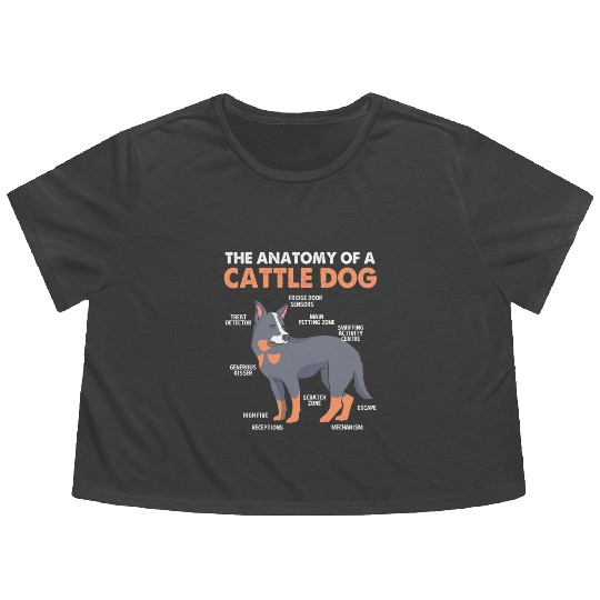Blue Heeler Cattle Dog The Anatomy Of Cattle Dog Flowy Cropped Tees