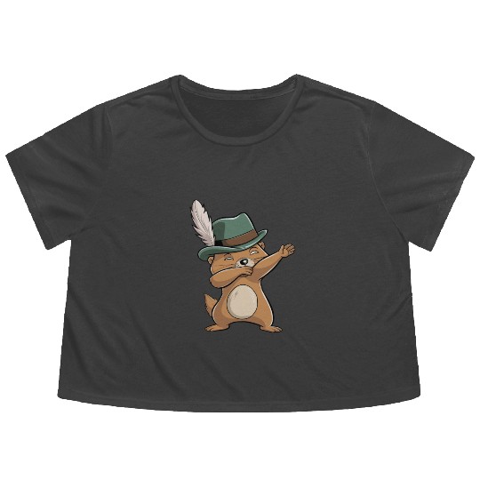 Groundhog Marmot for a Marmot lover groundhog fan Flowy Cropped Tees