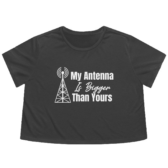 My Antenna Is Bigger Than Yours Ham Radio Antique Flowy Cropped Tees