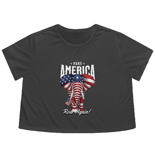 Republican Make America Roar Again Election 2024 Flowy Cropped Tees