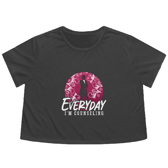 School Counselor Everyday I'm Counseling Therapist Flowy Cropped Tees
