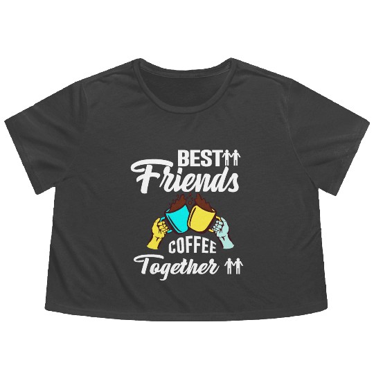 Best Friend Coffee Together - Friendship Day Flowy Cropped Tees