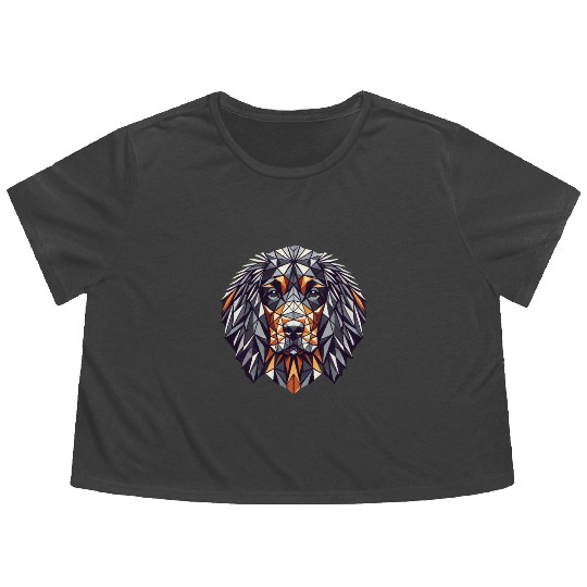 Geometric Art Irish Water Spaniel Spaniels Flowy Cropped Tees