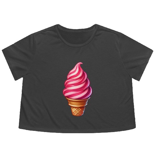 Candy cane ice cream motif in a sweet ice cream Flowy Cropped Tees
