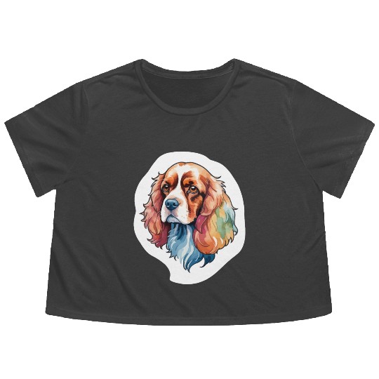American Cocker Spaniel Watercolor Flowy Cropped Tees