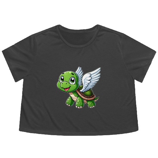 Turtle Angel Wings Halo Farm Farmer Flowy Cropped Tees