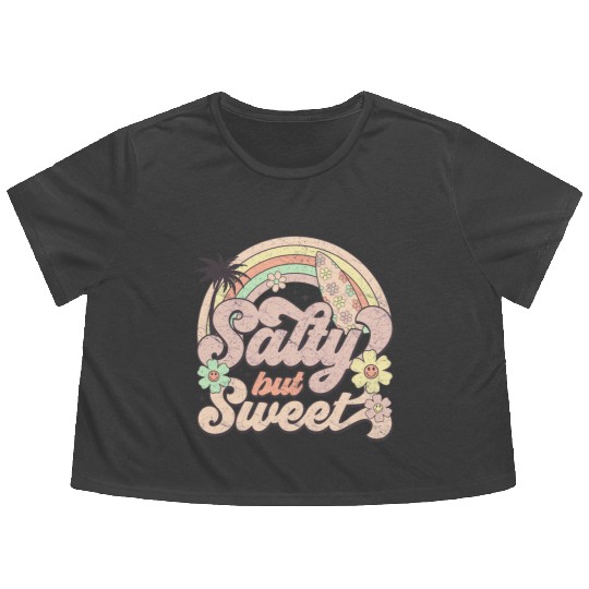 Salty but Sweet - Retro Summer Design Flowy Cropped Tees