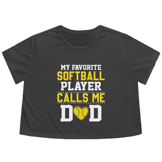 Softball Dad Funny Daddy Father's Day Flowy Cropped Tees
